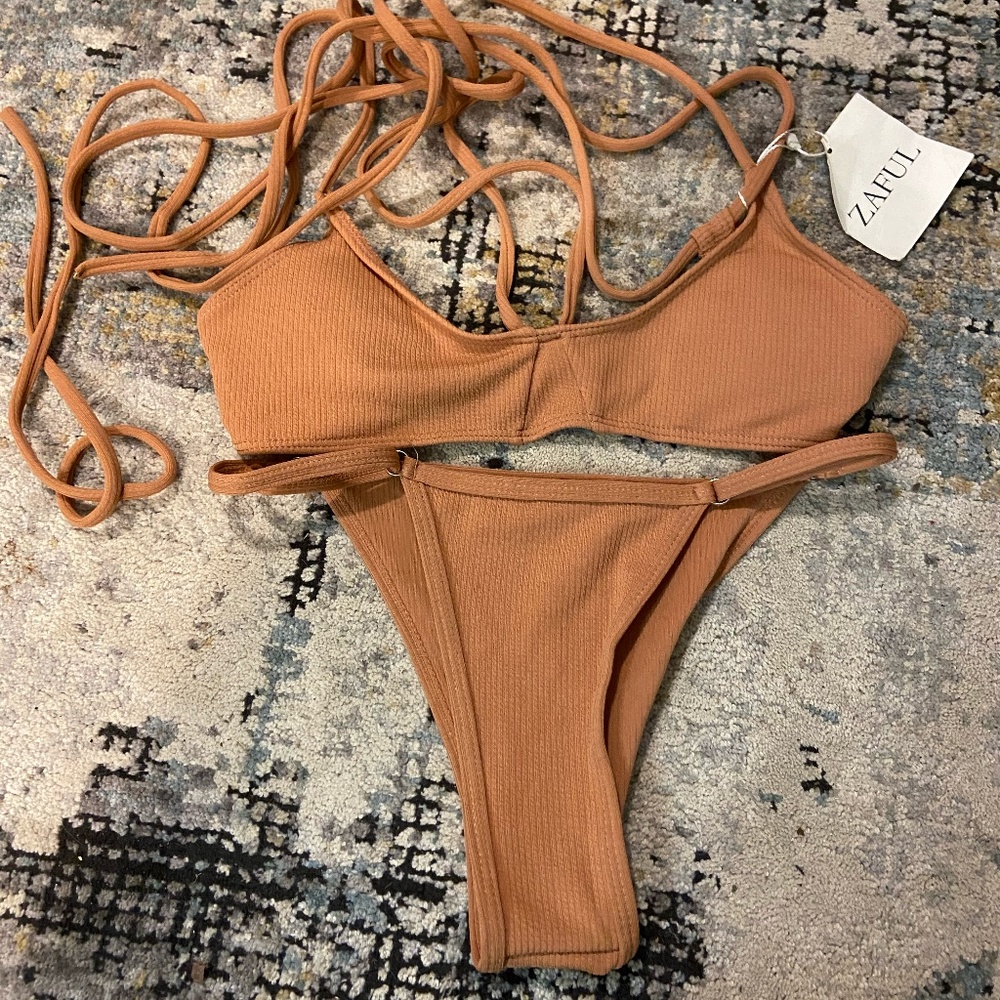 Nude Brown Strappy Cheeky Bikini Zaful